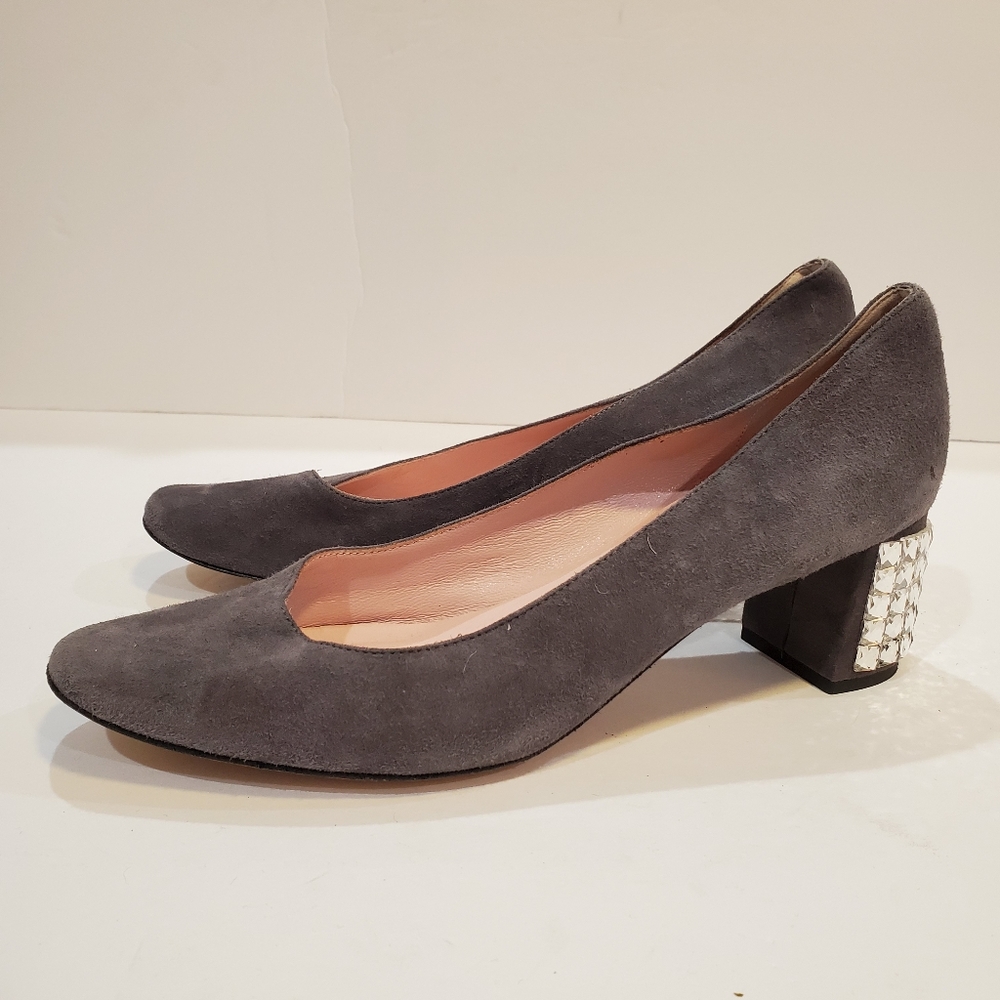 Kate Spade grey suede diamond block heel 7.5